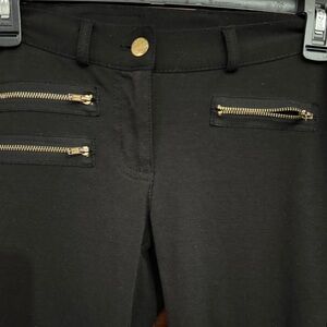 Stylish Juniors leggings Black with faux gold accents zippers. Stretchy